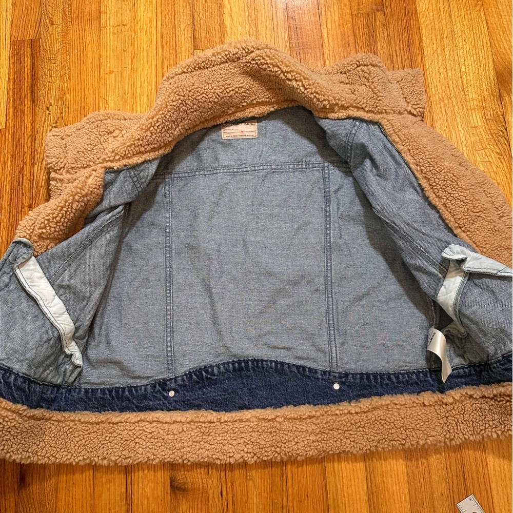 WE THE FREE by FREE PEOPLE Rylee Cozy Denim Moto Jacket size M - Picture 13 of 16